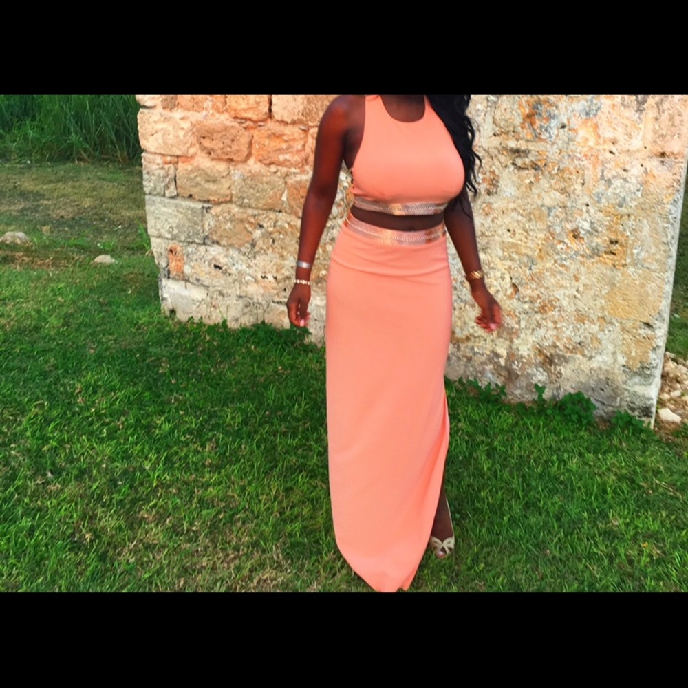 Orange mignon two piece gown